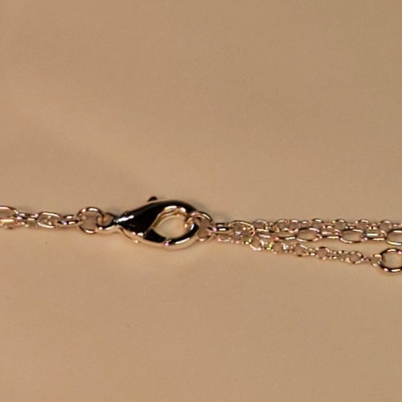 BCBGeneration Layered Circle Silver Necklace w/ rhinestones, Lobster claw clasp - Picture 9 of 9